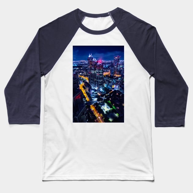 Tokyo at night - Photography Baseball T-Shirt by seanfleming